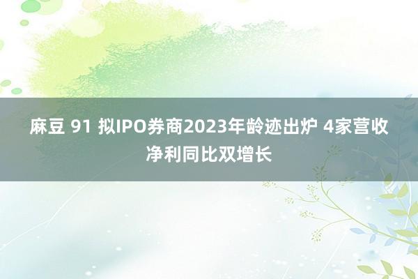 麻豆 91 拟IPO券商2023年龄迹出炉 4家营收净利同比双增长