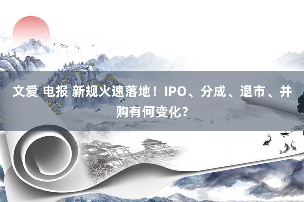 文爱 电报 新规火速落地！IPO、分成、退市、并购有何变化？