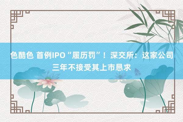 色酷色 首例IPO“履历罚”！深交所：这家公司三年不接受其上市恳求