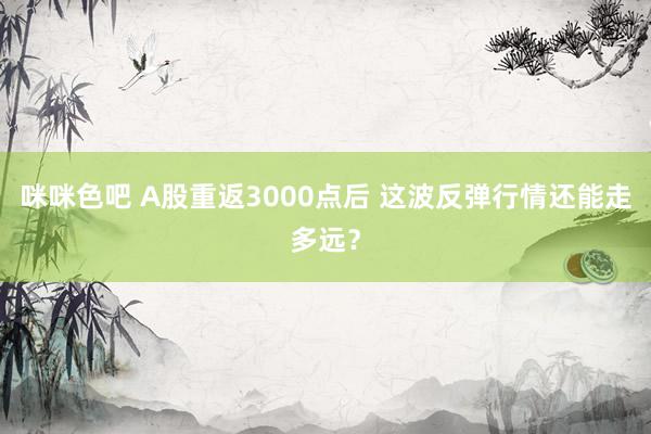 咪咪色吧 A股重返3000点后 这波反弹行情还能走多远？