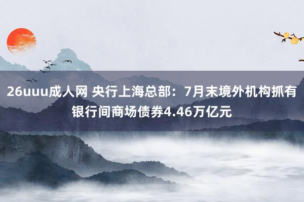 26uuu成人网 央行上海总部：7月末境外机构抓有银行间商场债券4.46万亿元