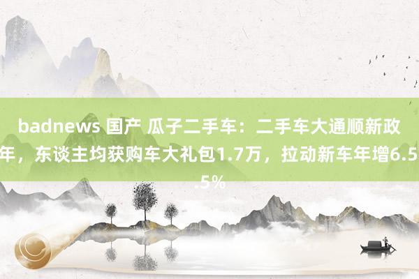 badnews 国产 瓜子二手车：二手车大通顺新政1年，东谈主均获购车大礼包1.7万，拉动新车年增6.5%