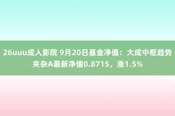 26uuu成人影院 9月20日基金净值：大成中枢趋势夹杂A最新净值0.8715，涨1.5%