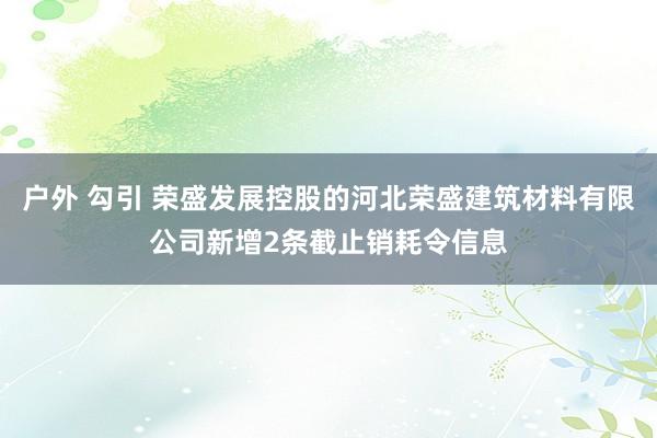 户外 勾引 荣盛发展控股的河北荣盛建筑材料有限公司新增2条截止销耗令信息