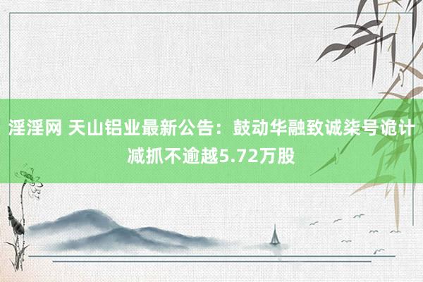 淫淫网 天山铝业最新公告：鼓动华融致诚柒号诡计减抓不逾越5.72万股