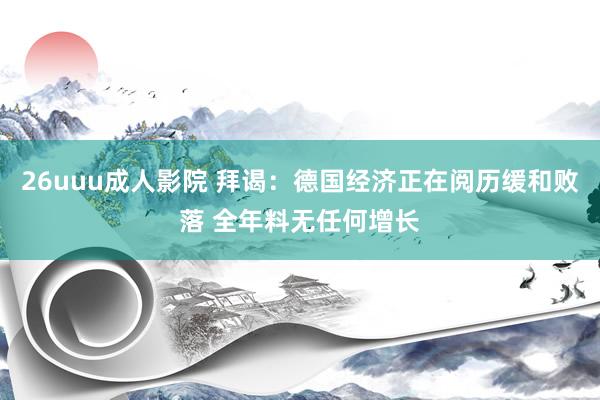 26uuu成人影院 拜谒：德国经济正在阅历缓和败落 全年料无任何增长