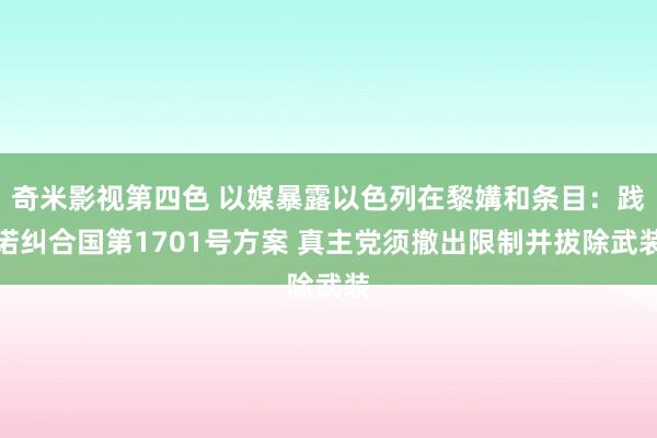 奇米影视第四色 以媒暴露以色列在黎媾和条目：践诺纠合国第1701号方案 真主党须撤出限制并拔除武装