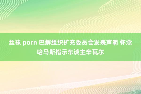 丝袜 porn 巴解组织扩充委员会发表声明 怀念哈马斯指示东谈主辛瓦尔