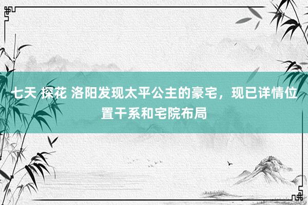 七天 探花 洛阳发现太平公主的豪宅，现已详情位置干系和宅院布局