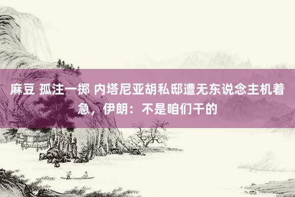 麻豆 孤注一掷 内塔尼亚胡私邸遭无东说念主机着急，伊朗：不是咱们干的