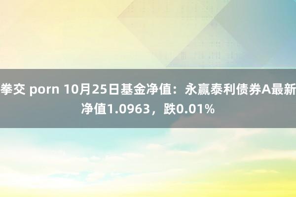 拳交 porn 10月25日基金净值：永赢泰利债券A最新净值1.0963，跌0.01%