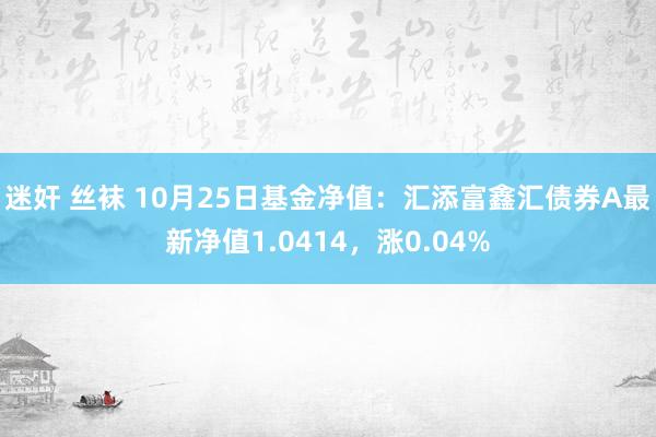 迷奸 丝袜 10月25日基金净值：汇添富鑫汇债券A最新净值1.0414，涨0.04%