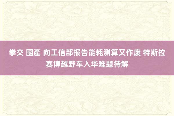 拳交 國產 向工信部报告能耗测算又作废 特斯拉赛博越野车入华难题待解