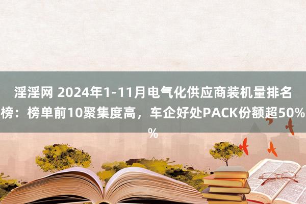 淫淫网 2024年1-11月电气化供应商装机量排名榜：榜单前10聚集度高，车企好处PACK份额超50%