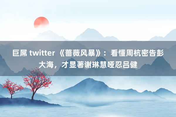 巨屌 twitter 《蔷薇风暴》：看懂周杭密告彭大海，才显著谢琳慧哑忍吕健